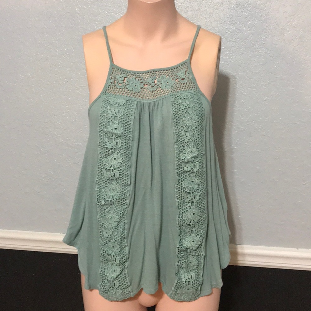 Green lace tank top